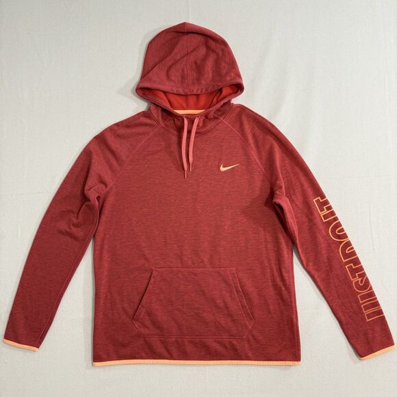 Nike Sweatshirt Womens Size Large Orange Red Pull Over Hoodie Dri-Fit - Picture 1 of 11
